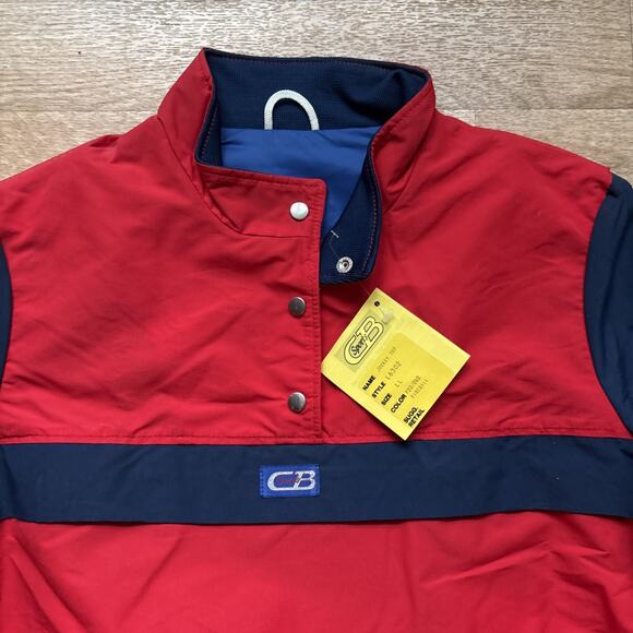 Deadstock Vintage 80s CB Sports Pull Over Light Jacket Red Blue Womens L 1984 - Picture 2 of 10